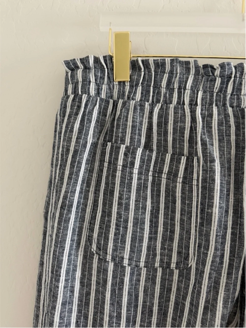 Knox Rose Linen Blend Striped Wide Leg Paper-bag Boho Belted Pants Size XXL - Picture 5 of 7